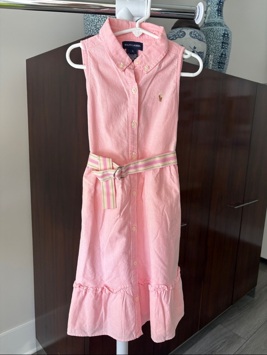 Ralph Lauren Other - Ralph Lauren Pink Sleeveless Button-Front Shirt Dress with Striped Belt Sz 6